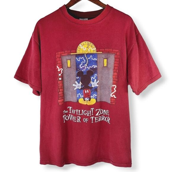 Vintage Maroon Disney Mickey Mouse Twilight Zone of Terror Tee T-Shirt Top Sz XL - Picture 3 of 14